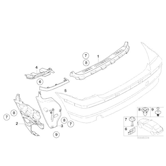 Prowadnica zderzaka tył prawa BMW E46 compact 316ti 318ti 318td 320td 325ti - 51127894800