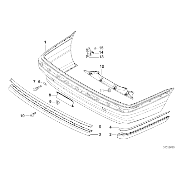 Listwa zderzaka tył lewa BMW E38 725 728 730 735 740 750 - 51128169685