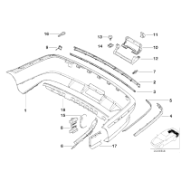 Listwa zderzaka tył prawa BMW E39 sedan 520 523 525 528 530 535 540 - 51128205250
