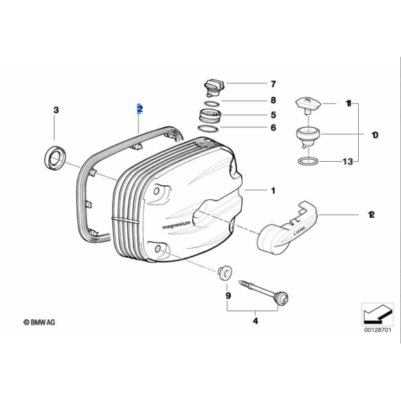 Uszczelka pokrywy głowicy BMW 259E 259R 259S 259T 59C1 59C2 59C3 A61 K30 R21 R22 R28 - 11121341708