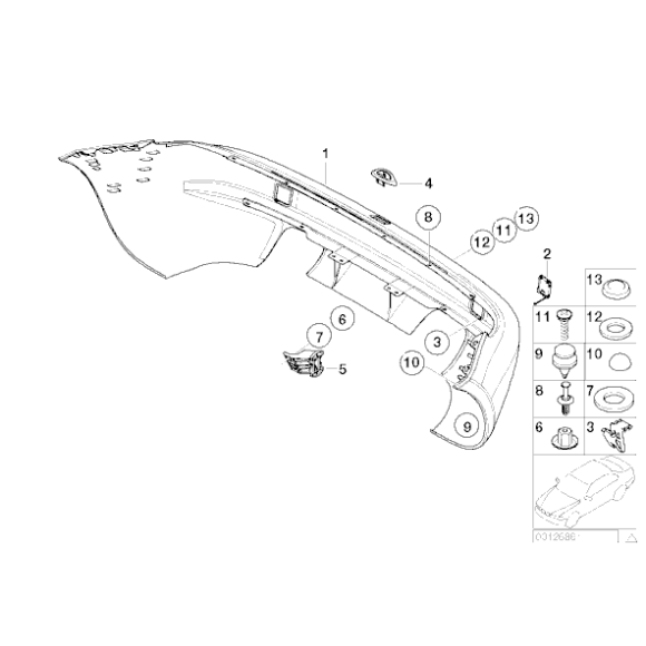 Zaczep zderzaka tył BMW E36 Z3 Roadster - 51128399166