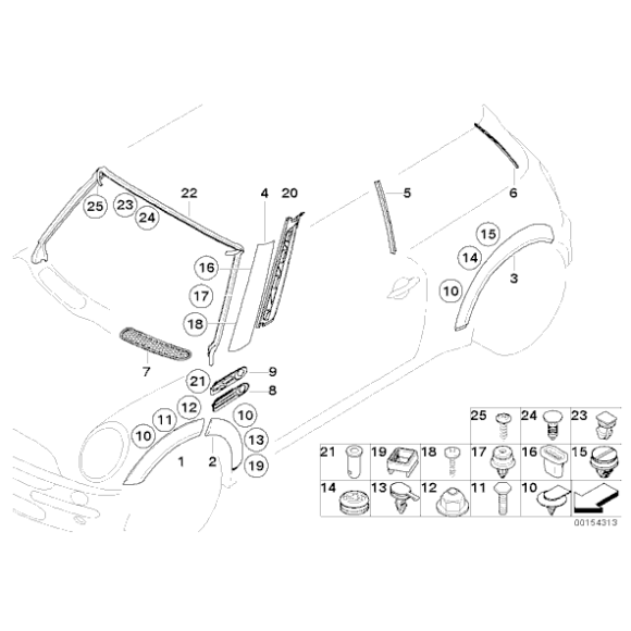 51131505865 Osłona nadkola przód tylna lewa MINI R52 R50 R53 - 51131505865 - Części oryginalne BMW Łódź | Sklep internetowy BMW