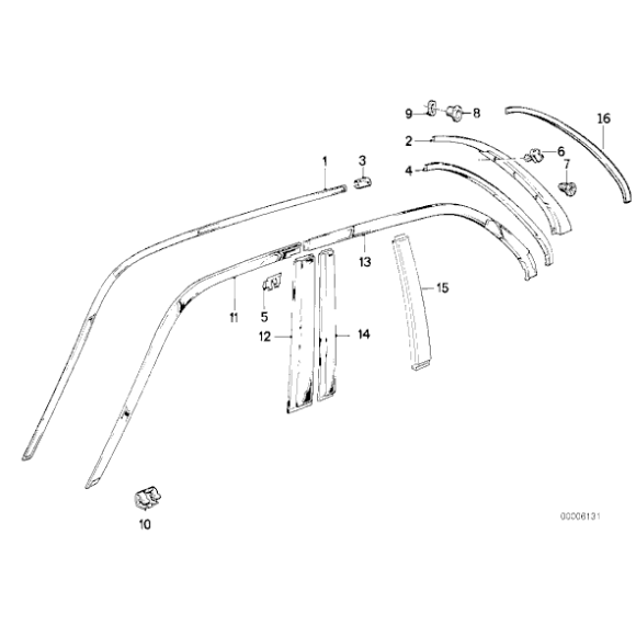 Łącznik listew rynienki prawy czarny BMW E30 316 318 320 323 325 M3 - 51131953068
