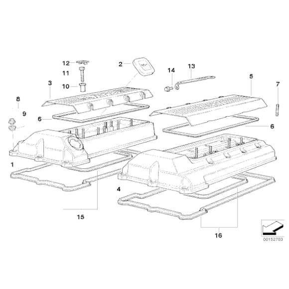 Osłona pokrywy zaworów prawa BMW E39 E38 E31 E53 X5 540 535 740 735 840 M62 - 11121702856
