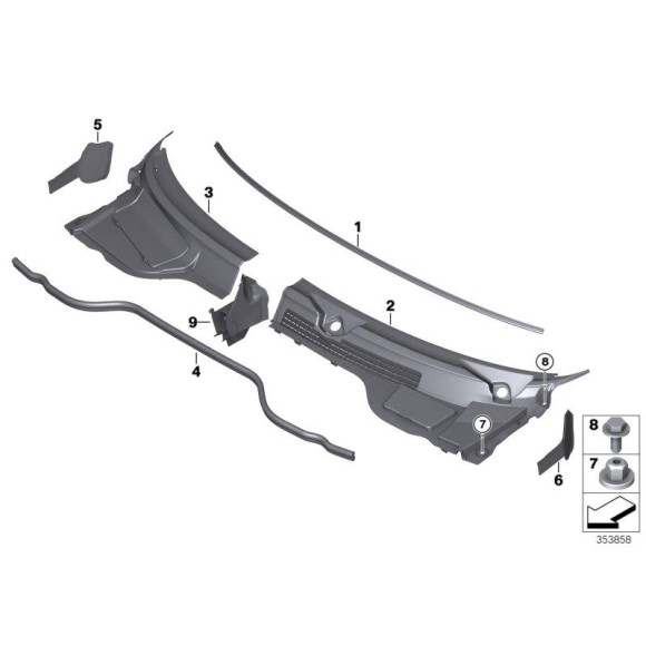 51132751210 Podszybie osłona wlotu powietrza prawa MINI R55 R55N R56 R56N R57 R57N Cooper One - 51132751210 - Części oryginalne BMW Łódź | Sklep internetowy BMW