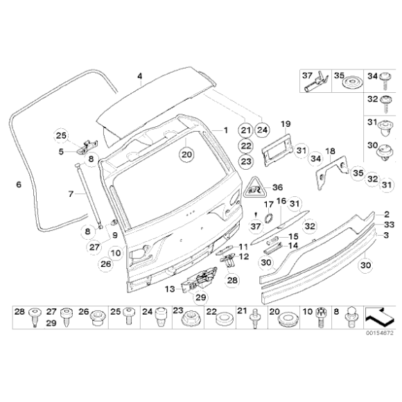 Uszczelka klapy tył BMW E83N X3 1,8d 2,0d 2,0i 2,5si 3,0i 3,0sd 3,0d 3,0si - 51133423946