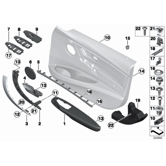 Wspornik uchwyt drzwi przód lewy schwarz BMW F30 F31 F32 F33 F34 F36 F80 F82 F83 - 51417279311