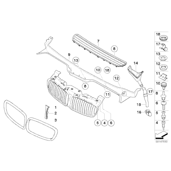 Kratka ozdobna ramy przód BMW E65 E66 730d 740i 750i 760i 730i 745d N57 N52 - 51137145738