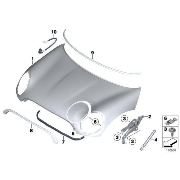 Pierścień ozdobny reflektora prawy MINI R55 R56 R57 R58 R59 - 51137149906