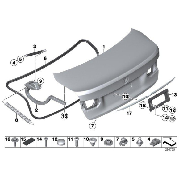 Siłownik amortyzator klapy tył BMW F30 F30N F80 F80N M3 316 318 320 325 328 330 335 340 - 51247259763