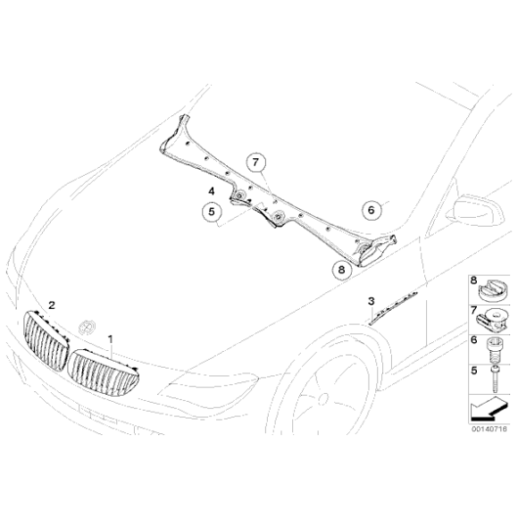 Kratka ozdobna boczna przód prawa BMW E63 E64 M6 - 51137906526