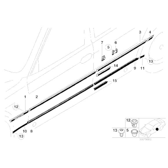Listwa błotnika dolna tył lewa BMW E38 725tds 728i 730i 730d 735i 740i 750i - 51138125833