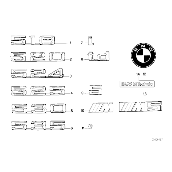 Emblemat "5" BMW E28 E34 M5 3,6 3,8 - 51141946170