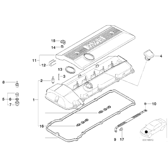 11121738607 Nakrętka pokrywy zaworów BMW E34 E36 E39 E38 E46 E60 E53 X5 E61 E65 E83 X3 Z4 Z3 M50 M52 M54 - 11121738607 - Części oryginalne BMW Łódź | Sklep internetowy BMW