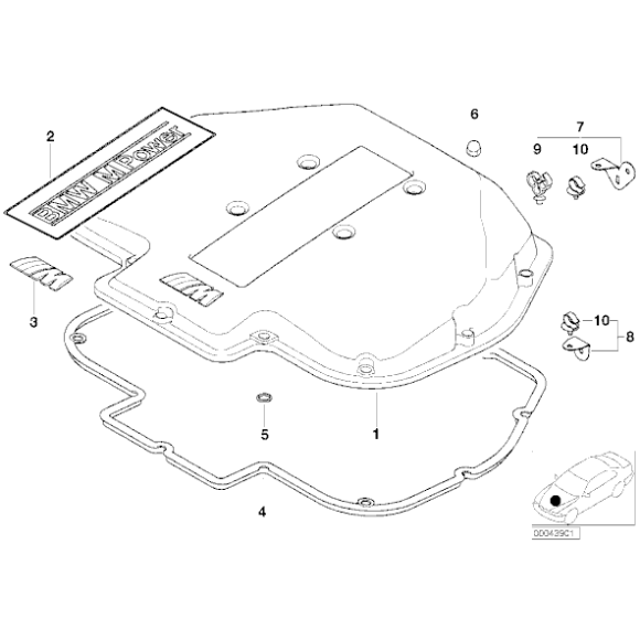Litera - M - pokrywy silnika BMW E39 M5 - 51142694404