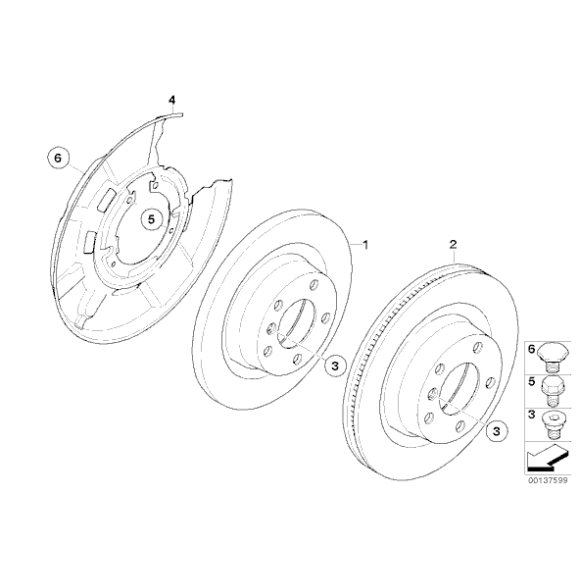 Tarcza hamulcowa tył BMW E81 E87 123d 130i X1 E84 E90 E91 316i 318 320 323 325 - 34216864901