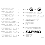 Emblemat znaczek klapy tył BMW E65 E66 730d 730i 740i 750i 745d 760i - 51147135356