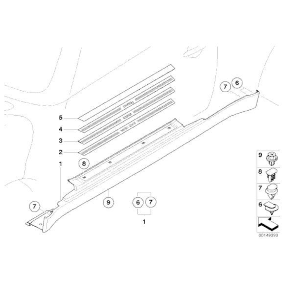 Osłona progu MINI R50 R53 Cooper One 1.4i D 1.6i Cooper S  - 51147168906