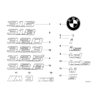 Emblemat klapy tył boczny BMW E36 K14 K15 K26 K30 K46 K47 K50 R13 R22 R28 - 51148164924