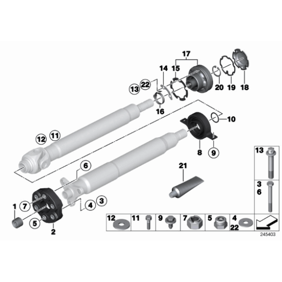 Podpora wału BMW F06 F12 F13 M5 M6 - 26122284496