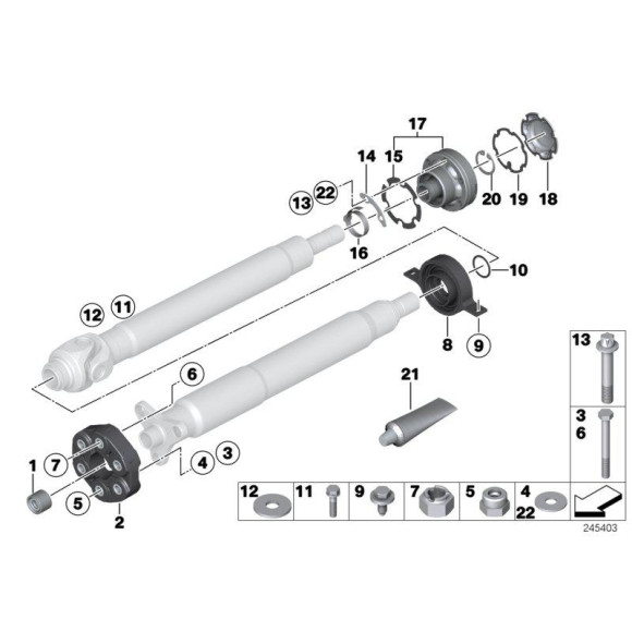 Podpora wału BMW F06 F12 F13 M5 M6 - 26122284496