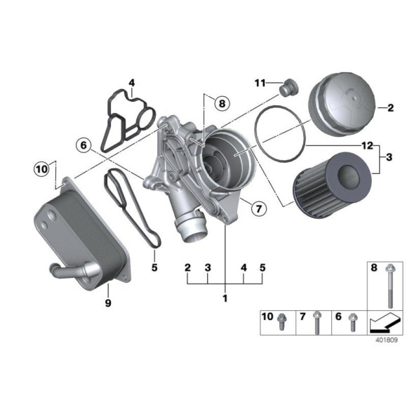 Chłodnica oleju BMW E60 E61 E63 E64 E65 E70 E71 E83 E84 E87 E90 E91 F01 F07 F10 F11 F12 F15 F20 F30 F31 F36 - 11427525333