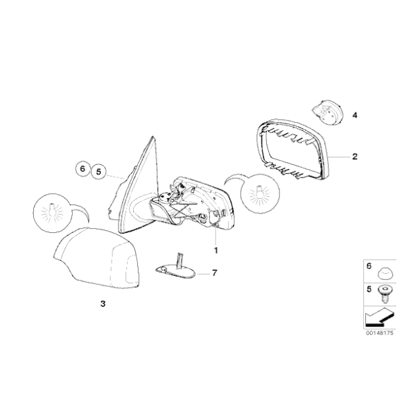 Pierścień mocujący lusterka zew. lewy BMW E53 X5 3,0d 3,0i 4,4i 4,6is 4,8is  - 51167002319