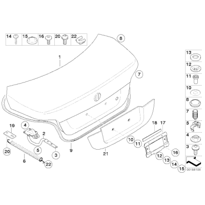 Sprężyna amortyzująca klapy tył prawa BMW E60 E60N 520 525 523 530 535 540 550 M5 - 51247141490