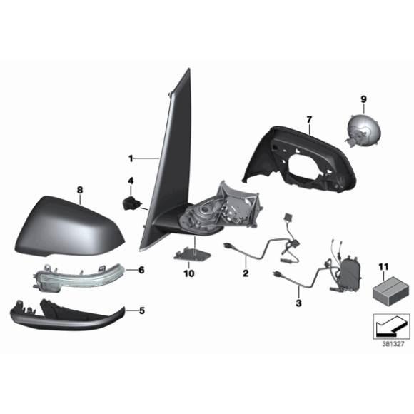 Obudowa lusterka zewnętrznego dolna lewa BMW F45 F46 F48 X1 - 51167386571