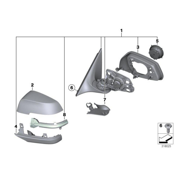 Obudowa lusterka lewa dolna BMW F01N F02N F06N F07N F10N F11N F12N F13N - 51167308655