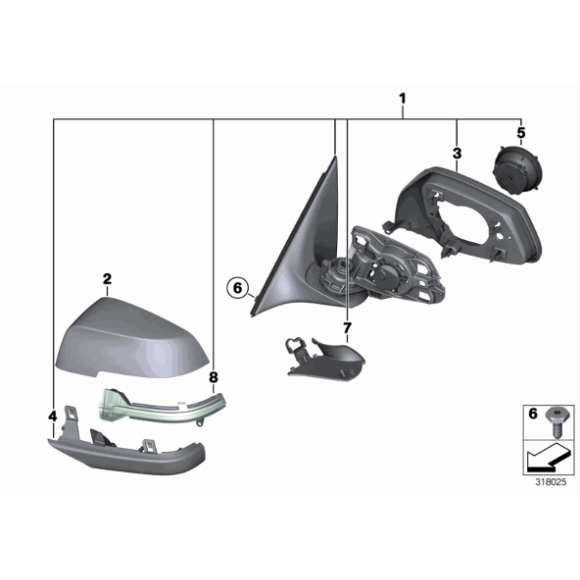 Obudowa lusterka dolna prawa BMW F01 F02 F06 F07 F10 F11 F12 F13 - 51167308656