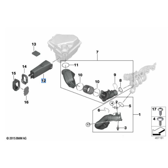 Obudowa kanał powietrza BMW F20 F21 F30 F31 F33 F34 F36  - 13717646769