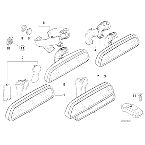 51168257203 Obudowa lusterka wewnętrznego BMW E38 E39 E46 E53 X5 E60 E61 E63 E83 X3 E85 Z4 MINI R58 R59 - 51168257203 - Części oryginalne BMW Łódź | Sklep internetowy BMW