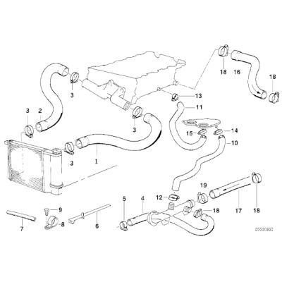 Przewód układu chłodzenia BMW E36 318is M42 - 11531721708
