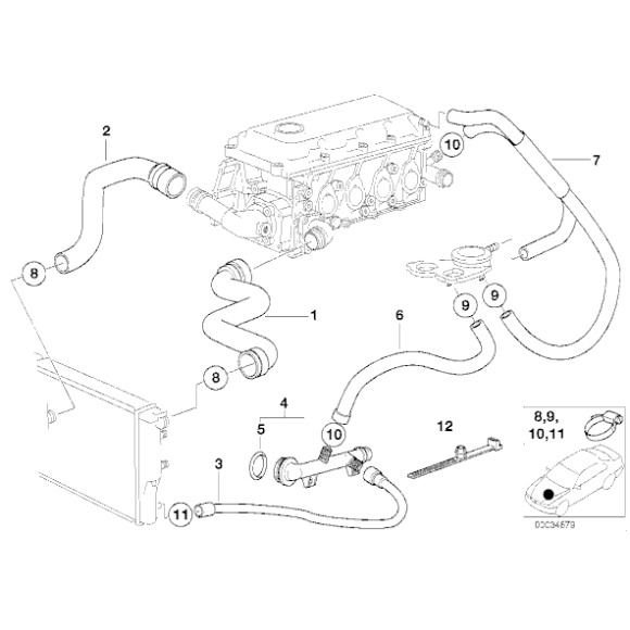 Końcówka przyłączeniowa krócic wodny BMW E46 316i 318i Z3 M43 - 11531709232