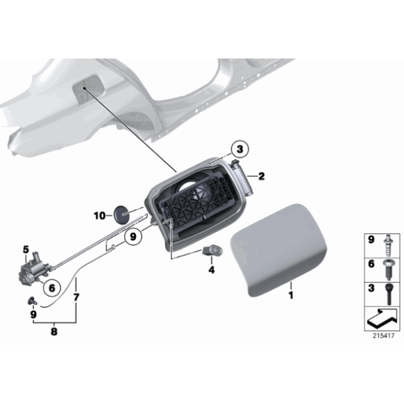 Odbojnik z wyrzutnikiem klapki paliwa BMW E46 E60 E61 E63 E64 E65 E70 E71 E83 E90 E91 E92 F01 F10 F11 - 51178228939
