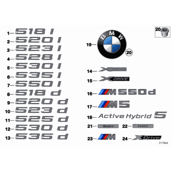 Napis "xDrive" BMW F11 525dX 530dX 535iX 535dX 520dX - 51147318577