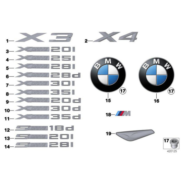 Napis emblemat boczny X DRIVE 35D BMW E70 E70N X5 E83N X3 F25 F26 X3 X4 - 51147362493