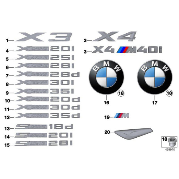 Napis emblemat boczny X DRIVE 35D BMW E70 E70N X5 E83N X3 F25 F26 X3 X4 - 51147362493