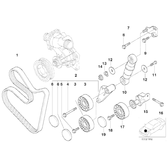 Napinacz paska BMW E38 E39 X5 V8  - 11281709613