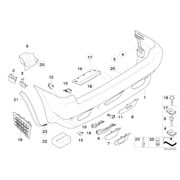 Klapka haka holowniczego zderzaka tył BMW E53 X5 3.0d 3.0i 4.4i 4.6is 4.8is - 51128402327