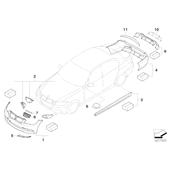 Nakładka dekoracyjna z karbonu do dyfuzora BMW Performance E90 E91 - 51122147973