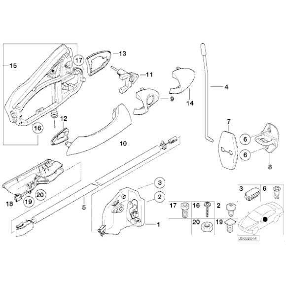 Zaślepka drzwi BMW E31 E32 E34 E36 E38 E39 E46 E53 E63 E65 E70 E71 E87 Z3 - 51211975404