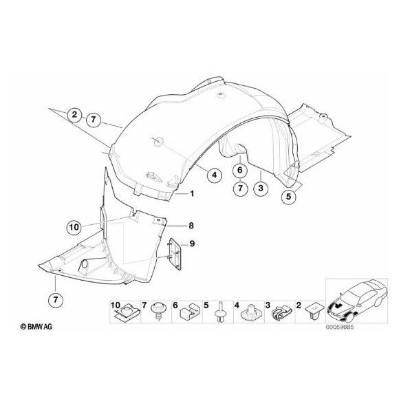 Nadkole dolne lewy przód BMW E46 sedan touring 316 318 320 323 325 328 - 51718193811