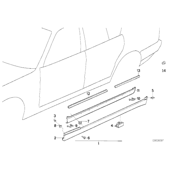 Listwa uszczelka drzwi przód BMW E34 518 520 525 530 535 540 M5 M-Technic - 51212230373
