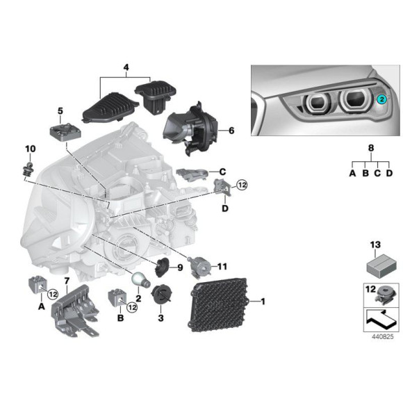 Moduł LED świateł do jazdy dziennej prawy BMW F48 X1 16 18 20 25 28 - 63117428792