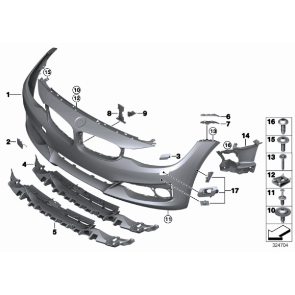 51117293803 Mocowanie zderzaka przód lewe BMW F34 F34N GT 318 320 325 328 330 335 340 - 51117293803 - Części oryginalne BMW Łódź | Sklep internetowy BMW