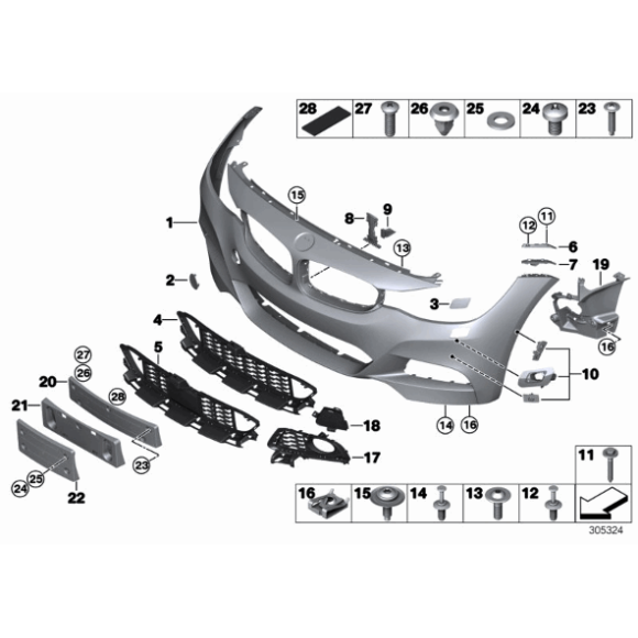 Mocowanie lampy przeciwmgielnej lewe BMW F34 F34N 318 320 320 328 330 335 340 - 51118057189
