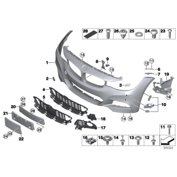 Mocowanie lampy przeciwmgielnej lewe BMW F34 F34N 318 320 320 328 330 335 340 - 51118057189