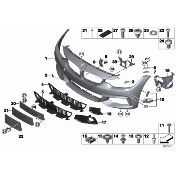 Mocowanie halogenu przód lewe BMW F32 F33 F36 418 420 425 430 440 - 51118054511